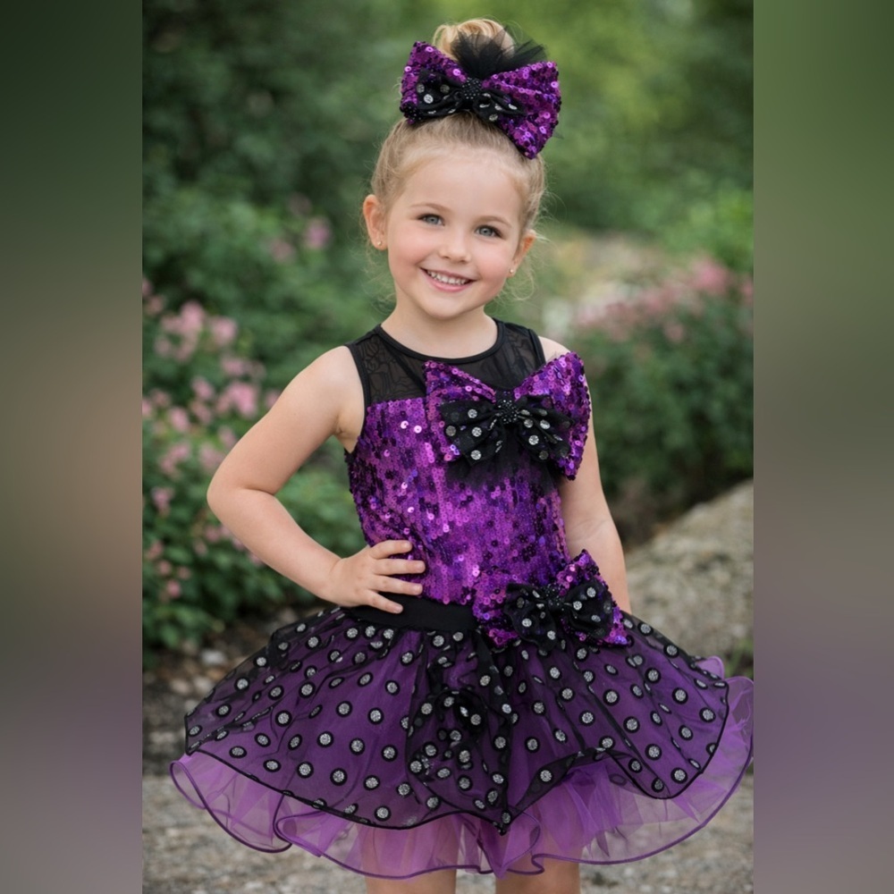 Weissman Purple Sequin Polka Dot Dance Costume size SC